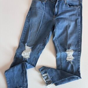 Just Black Distressed Medium Blue Skinny Jeans